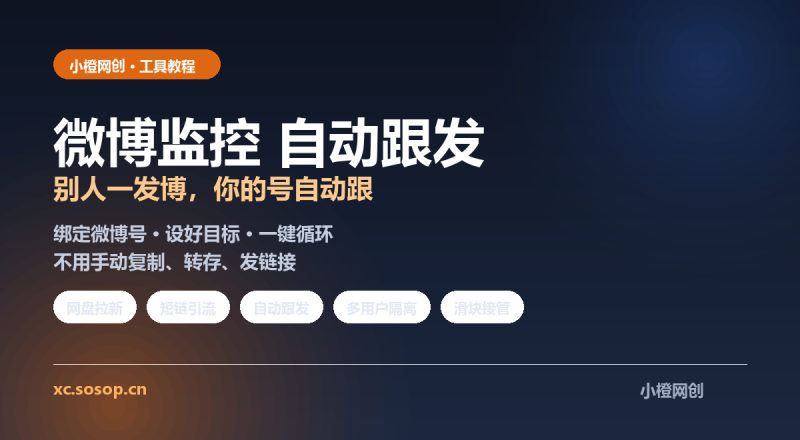 微博监控使用教程:3步开自动跟发,做网盘拉新不用手动搬-小橙资源站